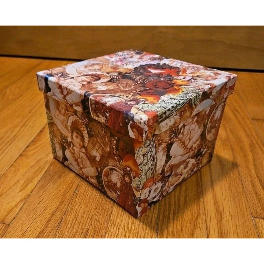 Elegant Storage Box Pink & Red Victorian Cherub Roses Pearls Theme 7